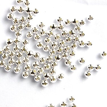 Tacool 100pcs Genuine 925 Sterling Silver Round Ball Beads for Jewelry Making Findings 25mm
