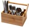 YBM HOME Bamboo Flatware Utensil Caddy with Napkin Holder and Handle Wood Picnic Basket for Kitchen and Camping Trip 336