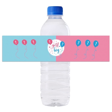 Boy or Girl Baby Shower Party Water Bottle Labels 24 Blue  Pink Gender Reveal Water Bottle Labels Waterproof Gender Reveal Stickers Gender Reveal Party Favors Pink Blue 86 x 2 Inch