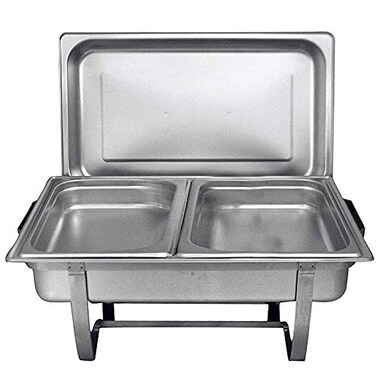 TigerChef Food Warmer  Chaffing Dishes Stainless Steel  Chafing Dish Buffet Set  Chafer and Buffet Warmer Sets with 2 HalfSize Pans and CoolTouch Plastic Handle