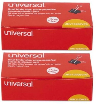 Universal Small Binder Clips Steel Wire 38 Cap 34 Wide BlackSilver 236 Pack UNV10200