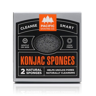 Pacific Shaving Company Konjac Sponge  2pk  Natural  Compostable Gentle and Effective Exfoliation Helps Leave Skin Brighter Softer Smoother