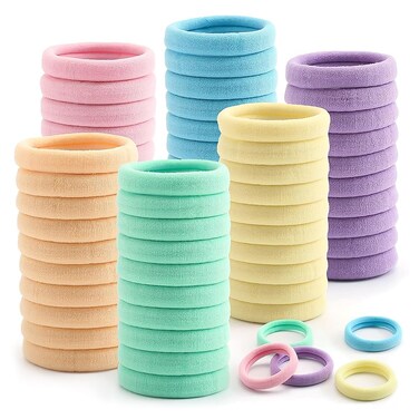 100 Pcs Thick Seamless Spring Hair Ties Ponytail Holders Hair Accessories No Damage for Thick Hair Spring Colors