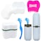 Denture Case Kit 2 Denture Bath Cups with 2 Denture Brush  2 Portable Toothbrush Box Denture Brush Retainer Bath with Lid Retainer Cleaning Denture Boxes Toothbrush Kit for Travel
