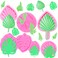 Doumeny 5Pcs Fan Leaf Fondant Mold Hawaiian Tropical Palm Leaf Silicone Mold Fern Leaves Candy Mold Monstera Leaf Cake Mold Flower Leaf Shape Chocolate Mold for DIY Sugarcraft Candy Cake Decoration