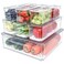 Pomeat 10 Pack Fridge Organizer Stackable Refrigerator Organizer Bins with Lids BPAFree Produce Fruit Storage Containers for Storage Clear for Food Drinks Vegetable Storage