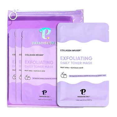 ParadiseGal Exfoliating Face Masks 10Pack Korean Skincare Infused with Exfoliating Collagen AHA Glycolic Acid BHA Niacinamide  Ceramide  Revitalizing Solution for Smooth Radiant Skin