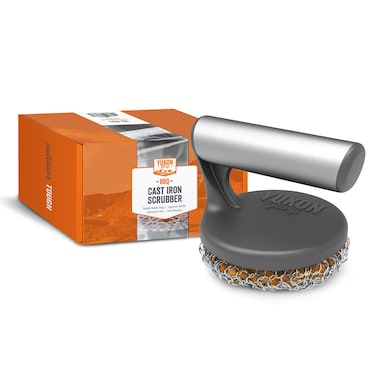 Yukon Glory Cast Iron Skillet Cleaner The Cast Iron Scrubber and Grill Brush  Perfect for Cleaning Cast Iron Cookware  Grills and Griddles  Built with Welded Stainless Steel Rings