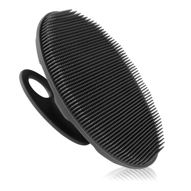 INNERNEED Soft Silicone Body Scrubber Handheld Shower Cleansing Brush Gentle Exfoliating and Massage for all Kinds of Skin Black