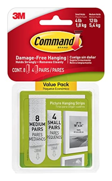 Command Picture Hanging Strips Variety Pack Damage Free Hanging Picture Hangers No Tools Wall Hanging Strips for Living Spaces White 16 Small Pairs and 32 Medium Pairs 96 Strips