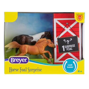 Breyer Horses Stablemates Stable Surprise  Open and Find Surprise Horse and Foal  2 Horse Set  Horse Toy  Horse Figurines  375 x 25  132 Scale  Model 6049