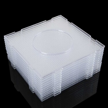 12PCS Mini Fuse Beads Pegboards 26mm Plastic Perler Bead Pegboard Square Fuse Beads Board Large Clear Perler Bead Pegboard Work for 26MM Mini Fuse Beads Craft Beads53 x 53 Inch