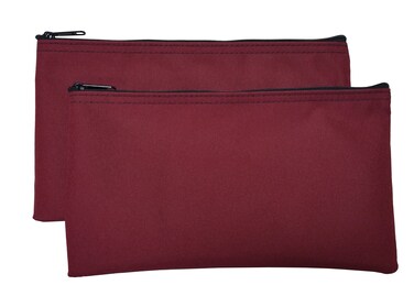 Cardinal Bag Supplies Travel Zipper Bags 11 x 6 inches Small Compact Portable Burgundy Zippered Cloth Pouches 2 Pack CW