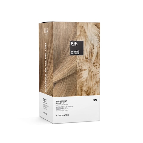 IGK Permanent Color Kit PAMPAS BLONDE  Light Natural Blonde 9N  Easy Application  Strengthen  Shine  Vegan  Cruelty Free  Ammonia Free  475 Oz