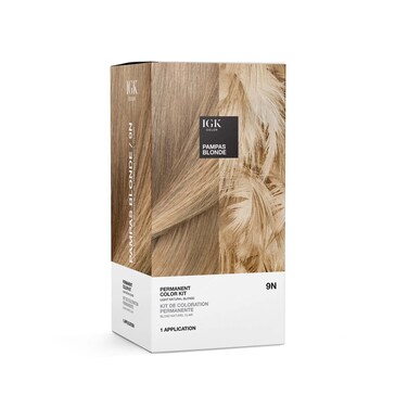 IGK Permanent Color Kit PAMPAS BLONDE  Light Natural Blonde 9N  Easy Application  Strengthen  Shine  Vegan  Cruelty Free  Ammonia Free  475 Oz