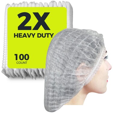 2X Heavy Duty Hair Nets Food Service 100 Pack 21 Disposable Bouffant Caps Hair Nets for Women Work Cooking Package may vary