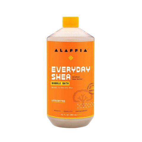 Alaffia Everyday Shea Bubble Bath Soothing Support for Deep Relaxation and Soft Moisturized Skin  Made with Fair Trade Shea Butter  CrueltyFree  No Parabens  Vegan Unscented 32 Fl Oz