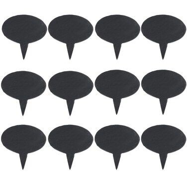 ACKEIVTO 12 Black Slate Cheese Markers Round  Small Rustic Farmhouse Decor Chalkboard Signs for Charcuterie Cheese Board Serving Tray Accessories