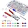 200 Sets Snaps Fasteners Kit 95mm 10 Colors Metal Prong Ring Button Hollow and Solid Metal Prong Snaps Buttons with Fastener Pliers Press Tool for Sewing and Crafting