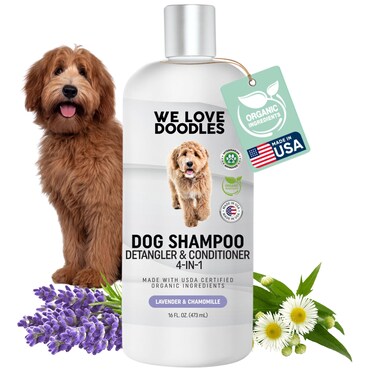 USDA Organic Dog Shampoo Conditioner  Detangler  Best Shampoo for Goldendoodles Poodles  Doodles  for Matted Pet Hair  Sensitive Skin Shampoo for Puppies  Made in The USA 16OZ Lavender