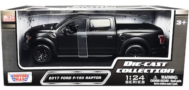 2017 Ford F150 Raptor Pickup Truck with Sunroof Matt Black DieCast Collection Series 127 Diecast Model Car by Motormax