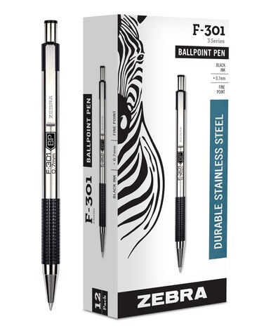 Zebra F301 Ballpoint Stainless Steel Black