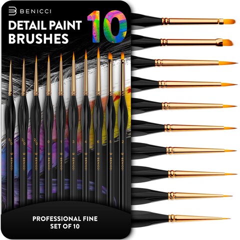 Professional Miniature Paint Brushes  Paint Brush Set of 10 Detail Paint Brushes  for Fine  Art Painting  wComfortable Grip Handles  Perfect for Acrylic Watercolor Oil Models Warhammer 40k