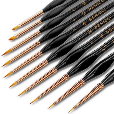 Professional Miniature Paint Brushes  Paint Brush Set of 10 Detail Paint Brushes  for Fine  Art Painting  wComfortable Grip Handles  Perfect for Acrylic Watercolor Oil Models Warhammer 40k