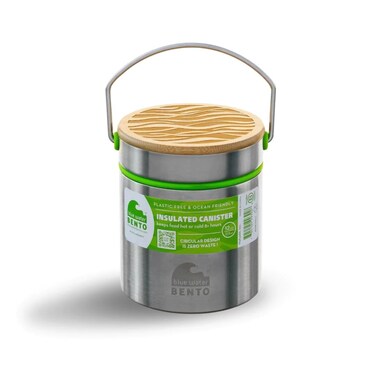 Ecolunchbox Vacuum Insulated EcoFriendly Blue Water Bento Thermos Canister  Holds 15 Cups  Circular Design