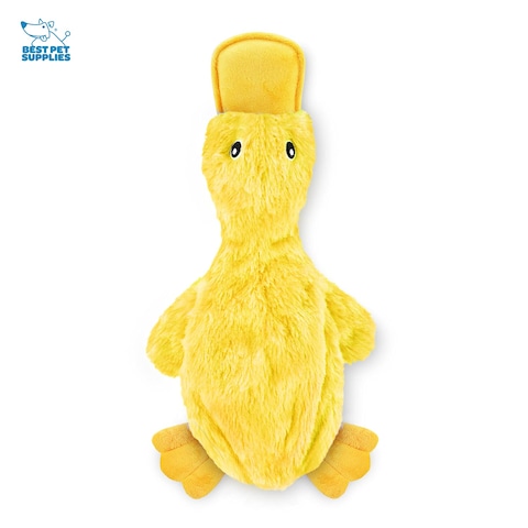 Best Pet Supplies Crinkle Dog Toy for Small Medium and Large Breeds Cute No Stuffing Duck with Soft Squeaker Fun for Indoor Puppies and Senior Pups Plush No Mess Chew and Play  Yellow
