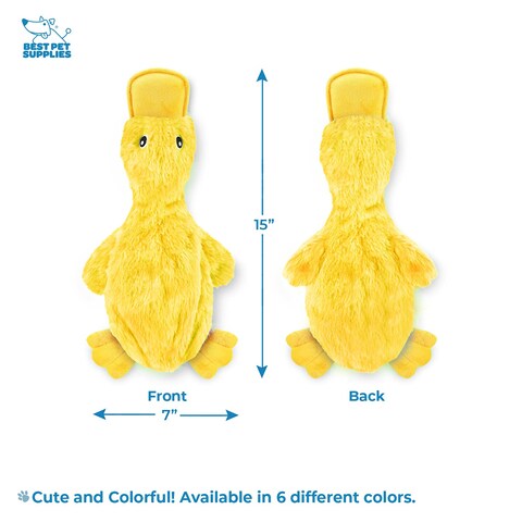 Best Pet Supplies Crinkle Dog Toy for Small Medium and Large Breeds Cute No Stuffing Duck with Soft Squeaker Fun for Indoor Puppies and Senior Pups Plush No Mess Chew and Play  Yellow