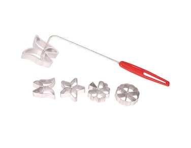 Mengbaobao Rosette Set Waffle Molds 4 Design Butterfly Star Tree Wheel with Lifting Tool