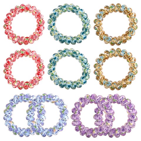 Spiral Hair Ties Coil Hair Ties 10 Pcs Hair Ties Small Colorful Hair Coils Phone Cord Hair Rings Ponytail Holder Coil for Women Girls Perfect for Thick Thin Short Long and Any Hair Color