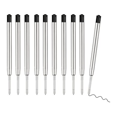 10 Pcs Replaceable Ballpoint Pen Refills Black Ink Refill 1mm Medium Refill Black