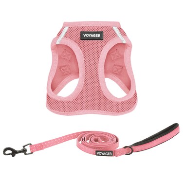 Voyager Stepin Air All Weather Mesh Harness and Reflective Dog 5 ft Leash Combo with Neoprene Handle for Small Medium and Large Breed Puppies by Best Pet Supplies  Set Pink S