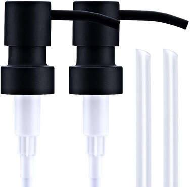 AUNRGO Black Soap Dispenser Pump Replacement  Matte 304 Stainless Steel Hand Soap and Lotion Dispenser Pumps Replacement for Regular Glass Mouth Bottles Standard 28400 Neck Size