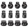 Huture 150PCS DIY Plastic Spring Buckle Loaded Fasteners Dual Hole Cord Locks Bungee Rope Toggle Stopper Buttons Fastener for Lanyard Luggage Clothing Backpack Sportwear Shoelace Tent Black