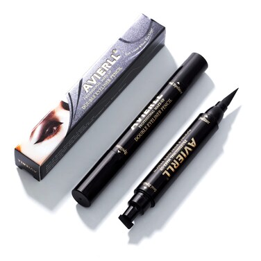 AVIERLL Winged Eyeliner Stamp2 Pens Waterproof Long Lasting Quick Flick Wingliner Lasting Smudgeproof Natural Cat Eye Vamp Liquid Eye Liner BlackSmall Triangle