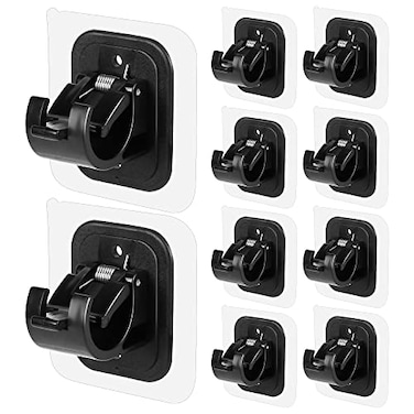 8PCS No Drill Curtain Rod Brackets No Drilling Self Adhesive Curtain Rod Holder Hooks Nail Free Adjustable Curtain Rod Hooks Curtain Hangers for Bathroom Kitchen Home Bathroom and Hotel Transparent
