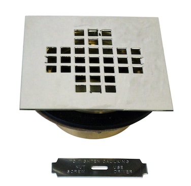 Westbrass D206BS05 414 Square Grate Shower Drain Cover with 2 Brass Drain Pipe Polished Nickel