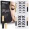 Magnetic Eyelashes 14 Pairs False Lashes with 3 Tubes of Magnetic Eyeliner Magnetic Lashes Natural Look Kit with Tweezers Reusable No Glue