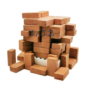 MOMAA 112 Mini Bricks Model Miniature Brick Scale Wall Bricks Sand Table Micro Landscape Accessories DIY Dollhouse Bricks Diorama Fairy Garden redGrey red