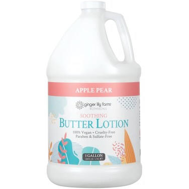 Ginger Lily Farms Botanicals Soothing Butter Lotion for Dry Skin 100 Vegan  CrueltyFree Apple Pear Scent 1 Gallon Refill 128 fl oz