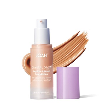 JOAH Crystal Glow PeptideInfused Foundation 2in1 Multitasking Korean Makeup with Blurring Face Primer Luminizer Hydration  Skin Defense for a Flawless Finish 101 Oz Light Beige Neutral