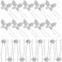 OIIKI 20 PCS Wedding Bridal Hair Pins Pearl Butterfly U Shape Hair Clips Rhinestones Flower Hair Pins Decorative Hair Accessories for Women Girls