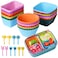 Silicone Lunch Bento Box 52 Pack Bento Lunch Box Bundle Dividers with Food Picks Lunch Accessories Durable Reusable BPAFree Freezer and Dishwasher Safe