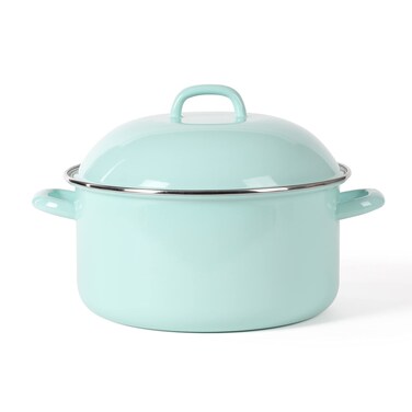 Martha Stewart Thayer 64Quart Enamel On Steel Scratch Resistant Dutch Oven wLid  Martha Blue Induction Safe