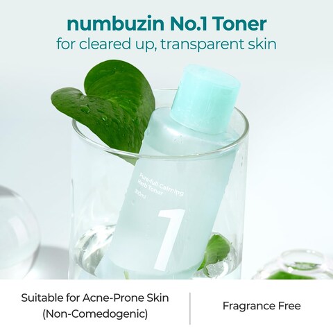 numbuzin No1 PureFull Calming Herb Toner  Breakouts Redness Excess Oil Control Blackhead Removal  Centella Asiatica Heartleaf Licorice Root  AcneProne Sensitive Skin  1014 fl oz