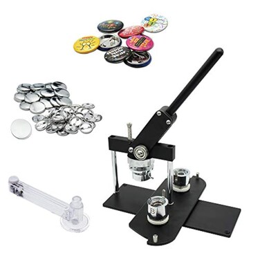 ChiButtons Button Maker Kit 25mm 1 Badge Press MachineB400  25mm Round Die Moulds  500 Set Button Components  Adjustable Circle Cutter BlackNew