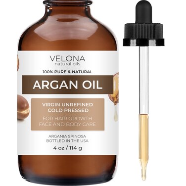 velona Argan Oil  4 Fl Oz With Dropper  Morocco Oil For Hair Growth Skin Body and Face Care  Unrefined Cold Pressed  100 Natural and Moisturizing Carrier Oil  Cap Kit